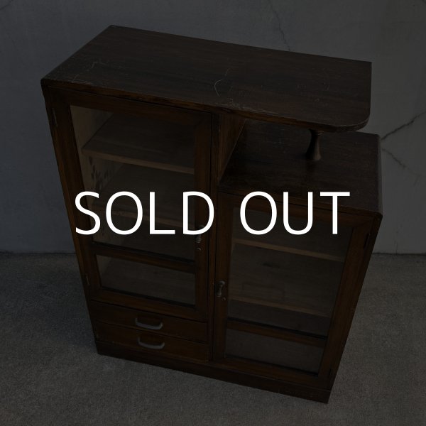 画像4: VINTAGE ANTIQUE ヴィンテージ アンティーク 昭和レトロ 古道具 棚 キャビネット / 食器棚 陳列棚 飾り棚 木製 収納 家具 古民家 蔵 うぶだし 日本 (4)