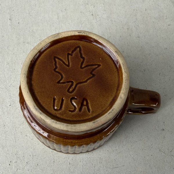 画像6: VINTAGE ANTIQUE POTTERY MUGCUP ヴィンテージ アンティーク マグカップ コップ 食器 陶器 / コーヒーカップ  ブラウン 茶色 楓 カフェ 喫茶店 店舗什器 アメリカ f (6)