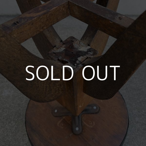 画像9: ヴィンテージ アンティーク 昭和レトロ 古道具 ドクターチェア 椅子 スツール / 回転いす 丸椅子 木製 家具 病院 店舗什器 日本 (9)