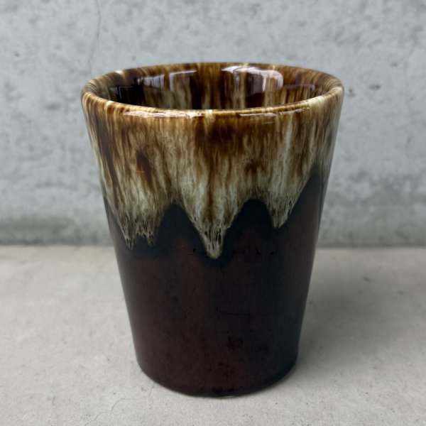画像4: VINTAGE ANTIQUE POTTERY CUP ヴィンテージ アンティーク カップ コップ タンブラー ブラウンドリップグレーズ 食器 陶器 / ブラウン 茶色 カフェ 喫茶店 店舗什器 アメリカ d (4)