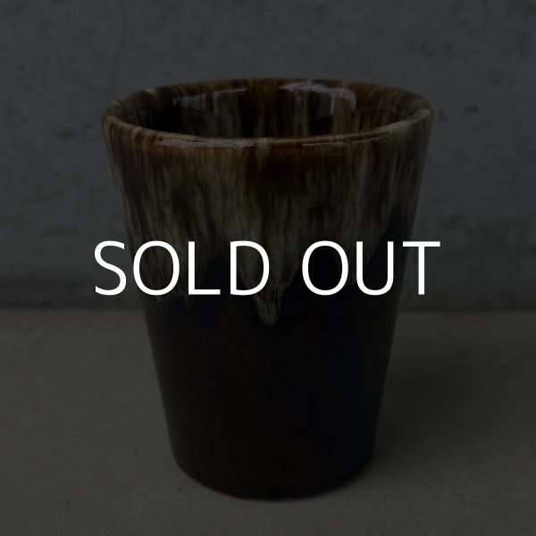 画像4: VINTAGE ANTIQUE POTTERY CUP ヴィンテージ アンティーク カップ コップ タンブラー ブラウンドリップグレーズ 食器 陶器 / ブラウン 茶色 カフェ 喫茶店 店舗什器 アメリカ d (4)