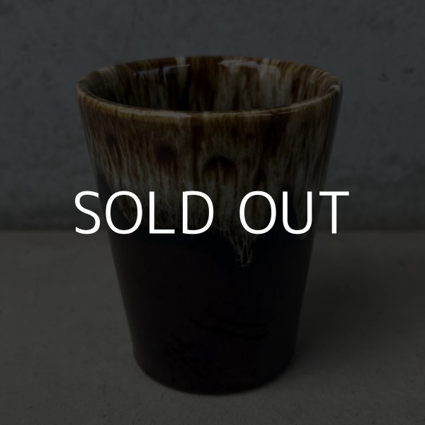 画像2: VINTAGE ANTIQUE POTTERY CUP ヴィンテージ アンティーク カップ コップ タンブラー ブラウンドリップグレーズ 食器 陶器 / ブラウン 茶色 カフェ 喫茶店 店舗什器 アメリカ d (2)