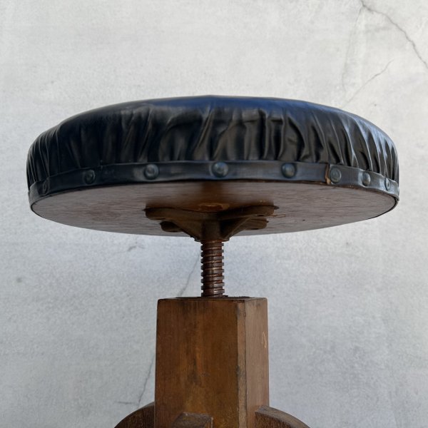 画像6: ヴィンテージ アンティーク 昭和レトロ 古道具 ドクターチェア 椅子 スツール / 回転いす 丸椅子 木製 家具 病院 店舗什器 日本 (6)