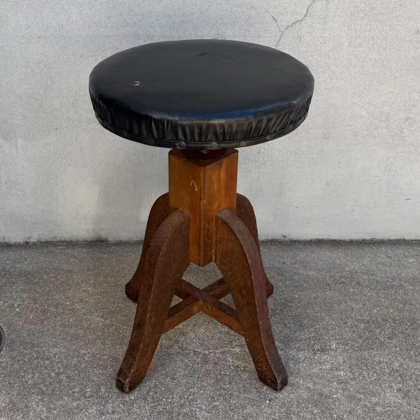 画像3: ヴィンテージ アンティーク 昭和レトロ 古道具 ドクターチェア 椅子 スツール / 回転いす 丸椅子 木製 家具 病院 店舗什器 日本 (3)