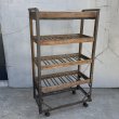 画像1: VINTAGE ANTIQUE SHOERACK ヴィンテージ アンティーク 棚 シューラック シュートロリー / インダストリアル 陳列棚 カート 家具 木製 ブラウン 店舗什器 アメリカ (1)
