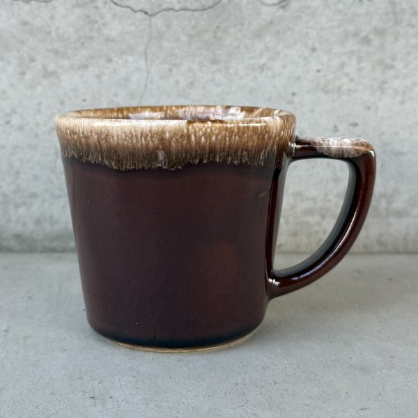 画像1: VINTAGE ANTIQUE MCCOY POTTERY MUGCUP ヴィンテージ アンティーク マッコイ マグカップ コップ 食器 陶器 / コーヒーカップ  ブラウン 茶色 カフェ 喫茶店 店舗什器 アメリカ i (1)