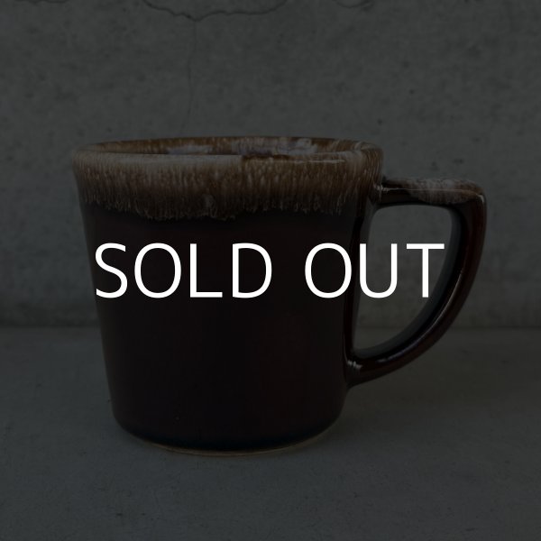 画像1: VINTAGE ANTIQUE MCCOY POTTERY MUGCUP ヴィンテージ アンティーク マッコイ マグカップ コップ 食器 陶器 / コーヒーカップ  ブラウン 茶色 カフェ 喫茶店 店舗什器 アメリカ i (1)
