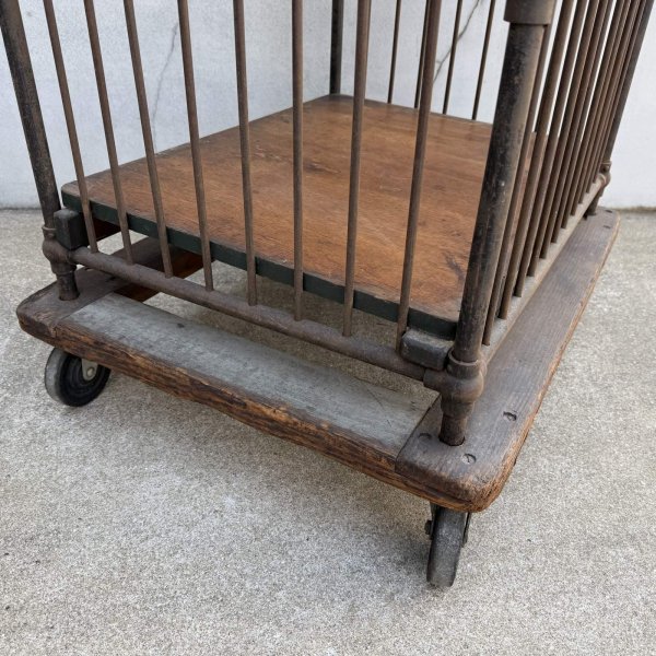 画像9: VINTAGE ANTIQUE BINDERY CART ヴィンテージ アンティーク 棚 ファクトリーカート バインダリーカート / インダストリアル 陳列棚 カート 家具 木製 アイアン 店舗什器 アメリカ (9)