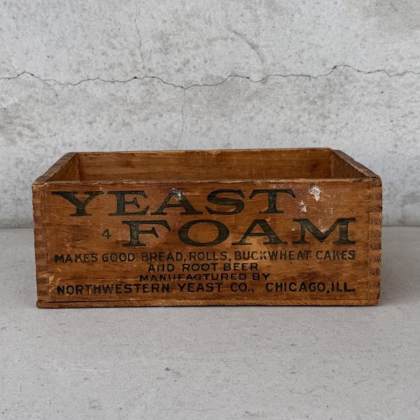 画像4: VINTAGE ANTIQUE WOOD CRATE WOODEN BOX NORTHWESTERN YEAST CO. ヴィンテージ アンティーク ウッドボックス 木箱 / コレクタブル 収納 ケース あられ組 アドバタイジング 企業物 店舗什器 アメリカ (4)