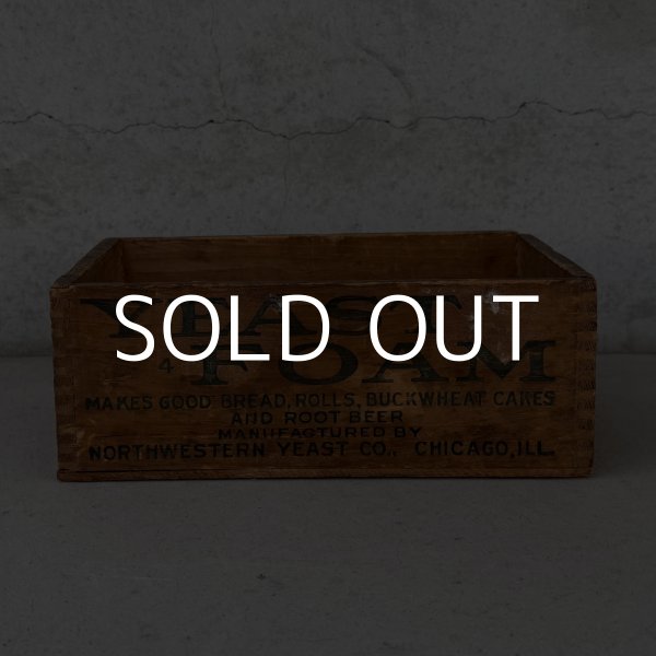 画像4: VINTAGE ANTIQUE WOOD CRATE WOODEN BOX NORTHWESTERN YEAST CO. ヴィンテージ アンティーク ウッドボックス 木箱 / コレクタブル 収納 ケース あられ組 アドバタイジング 企業物 店舗什器 アメリカ (4)
