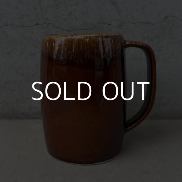 画像1: VINTAGE ANTIQUE HULL POTTERY MUGCUP ヴィンテージ アンティーク ハル マグカップ コーヒーマグ ブラウンドリップ コップ 食器 陶器 / ブラウン 茶色 カフェ 喫茶店 店舗什器 アメリカ i (1)