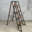 画像3: VINTAGE ANTIQUE FOLDING WOOD LADDER ヴィンテージ アンティーク 脚立 ラダー はしご  / 踏み台 ステップ 折り畳み ウッド 木製 店舗什器 アメリカ (3)