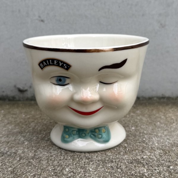 画像1: VINTAGE ANTIQUE BAILEYS SUGAR POT ヴィンテージ アンティーク ベイリーズ フェイスカップ シュガーポット / コレクタブル オブジェ ティーカップ マグカップ ノベルティ 1996年限定 陶器 食器 雑貨 H (1)