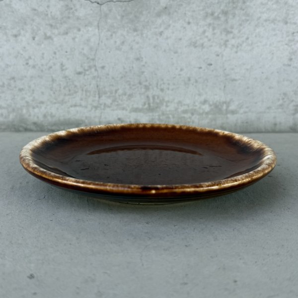 画像5: VINTAGE ANTIQUE HULL PLATE POTTERY ヴィンテージ アンティーク プレート 皿 陶器 食器 / トレー 丸皿 ブラウン 茶色 カフェ 喫茶店 店舗什器 アメリカ D (5)