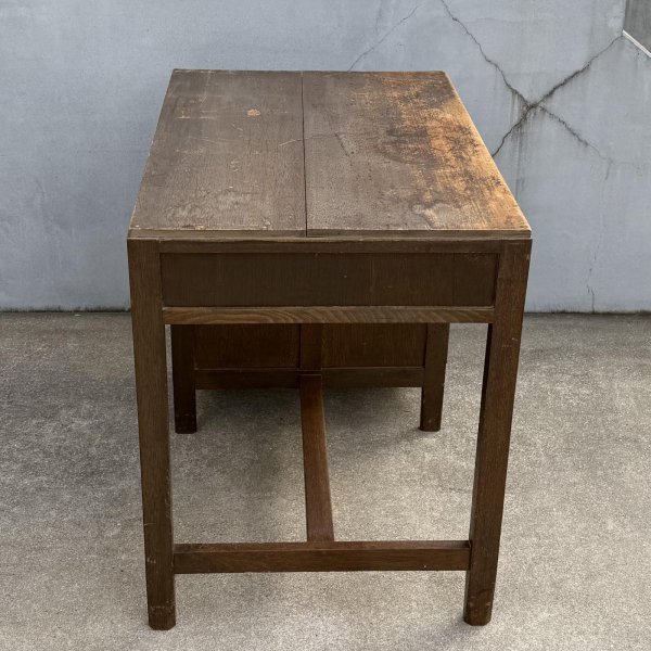 画像4: VINTAGE ANTIQUE DESK ヴィンテージ アンティーク デスク 片袖机 / 学習机 ワークデスク 家具  ウッド 木製 店舗什器 古民家 古道具 うぶだし 日本 (4)