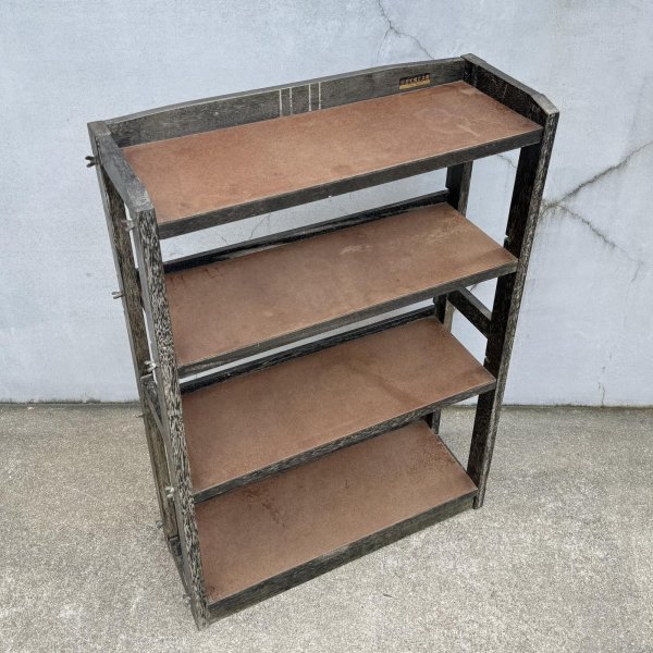 画像5: VINTAGE ANTIQUE SHELF ヴィンテージ アンティーク 本棚 飾り棚 オープンラック シェルフ  / 4段 木製 陳列棚 ディスプレイ 古家具 古道具 古民家 蔵 うぶだし 店舗什器 日本 (5)