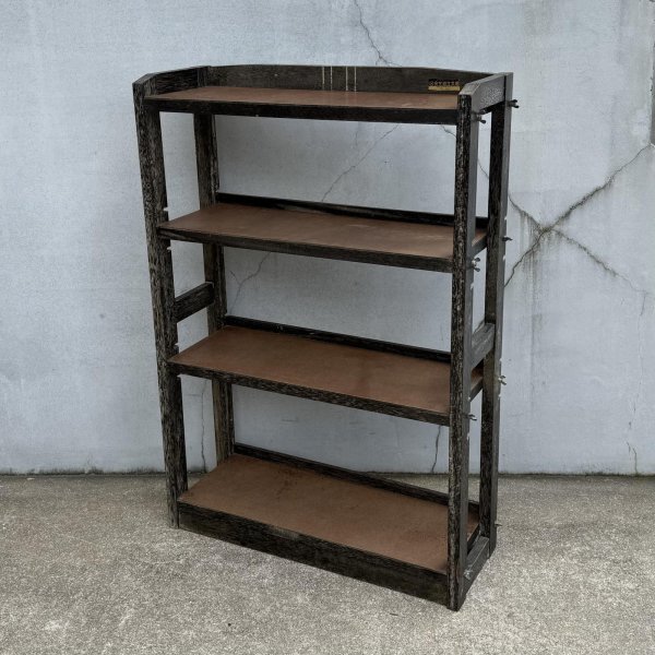 画像1: VINTAGE ANTIQUE SHELF ヴィンテージ アンティーク 本棚 飾り棚 オープンラック シェルフ  / 4段 木製 陳列棚 ディスプレイ 古家具 古道具 古民家 蔵 うぶだし 店舗什器 日本 (1)