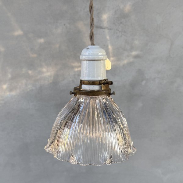 画像1: VINTAGE ANTIQUE LAMP ヴィンテージ アンティーク 吊り下げライト 天井照明 / ライト ペンダントライト ポーセリン ガラスシェード E26 店舗什器 アメリカ (4) (1)