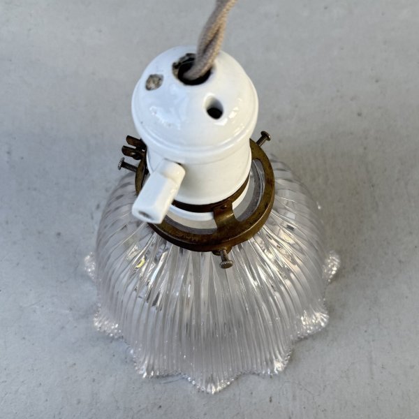 画像6: VINTAGE ANTIQUE LAMP ヴィンテージ アンティーク 吊り下げライト 天井照明 / ライト ペンダントライト ポーセリン ガラスシェード E26 店舗什器 アメリカ (4) (6)