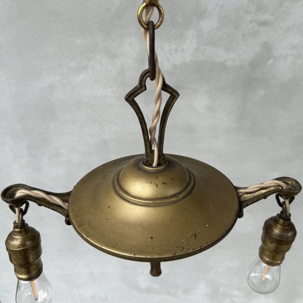画像3: VINTAGE ANTIQUE LIGHT ヴィンテージ アンティーク シャンデリア 吊り下げライト  照明 / 2灯 ライト ペンダントランプ HUBBELL 天井照明 店舗什器 E26 アメリカ USA (4) (3)