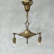 画像1: VINTAGE ANTIQUE LIGHT ヴィンテージ アンティーク シャンデリア 吊り下げライト  照明 / 2灯 ライト ペンダントランプ HUBBELL 天井照明 店舗什器 E26 アメリカ USA (4) (1)
