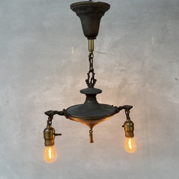 画像10: VINTAGE ANTIQUE LIGHT ヴィンテージ アンティーク シャンデリア 吊り下げライト  照明 / 2灯 ライト ペンダントライト 天井照明 店舗什器 E26 アメリカ USA (2) (10)