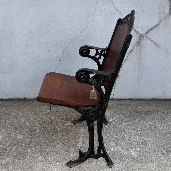 画像4: VINTAGE ANTIQUE THEATER CHAIR ヴィンテージ アンティーク シアターチェア 椅子 / ホールディングチェア 折り畳み椅子 ウッド 木製 家具 映画館 劇場 店舗什器 アメリカ (4)