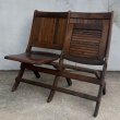 画像6: VINTAGE ANTIQUE CHAIR ヴィンテージ アンティーク 椅子 2シーター 2連 / ホールディングチェア 折り畳み椅子 ウッド 木製 家具 店舗什器 アメリカ (6)
