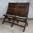 画像7: VINTAGE ANTIQUE CHAIR ヴィンテージ アンティーク 椅子 2シーター 2連 / ホールディングチェア 折り畳み椅子 ウッド 木製 家具 店舗什器 アメリカ (7)