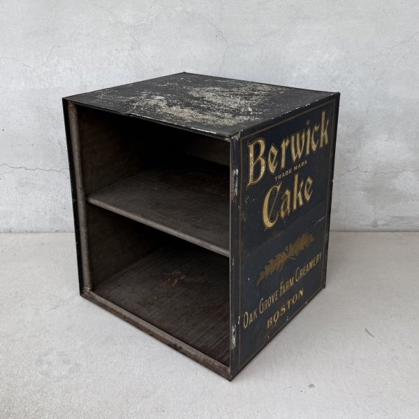 画像1: VINTAGE ANTIQUE CABINET ヴィンテージ アンティーク ボックス キャビネット / コレクタブル ディスプレイ ケース 収納 棚 箱 アドバタイジング 企業物 ブリキ 店舗什器 アメリカ USA (1)