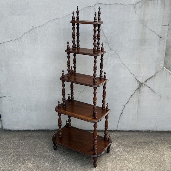 画像1: VINTAGE ANTIQUE BOOKSHELF ヴィンテージ アンティーク 棚 ブックシェルフ オープンシェルフ キャビネット 本棚 / ディスプレイ棚 飾り棚 陳列棚 収納 家具 木製 ブラウン 店舗什器 アメリカ (1)