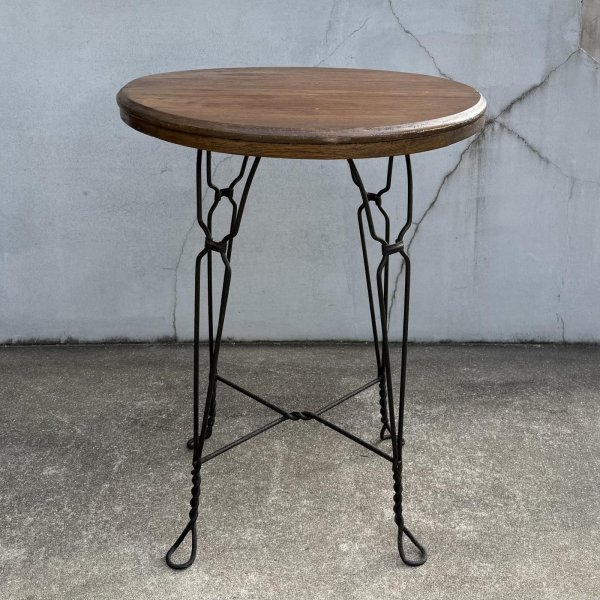 画像4: VINTAGE ANTIQUE ICE CREAM PARLOR TABLE ヴィンテージ アンティーク アイスクリームパーラーテーブル テーブル / 家具 アイアン ウッド 木製 店舗什器 アメリカ (2) (4)