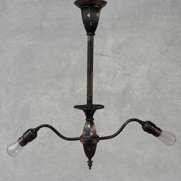 画像1: VINTAGE ANTIQUE JAPANNEDFINISH LIGHT ヴィンテージ アンティーク ジャパンフィニッシュ 吊り下げライト 天井照明 / 2灯 ライト ジャパンカラー コレクタブル 店舗什器 E26 アメリカ USA (1)