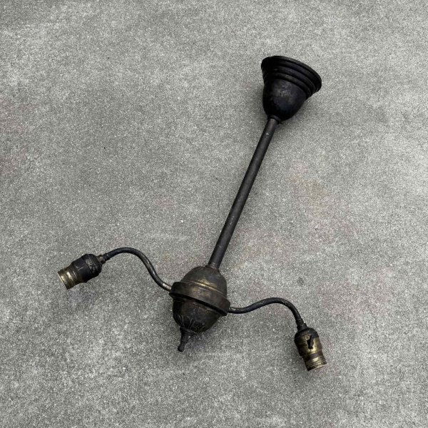 画像2: VINTAGE ANTIQUE LIGHT ヴィンテージ アンティーク 吊り下げライト 天井照明 / 2灯 コレクタブル シーリングランプ 真鍮 E26 店舗什器 アメリカ USA (2)
