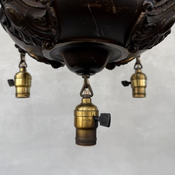 画像5: VINTAGE ANTIQUE LIGHT ヴィンテージ アンティーク シャンデリア パンライト 吊り下げライト  天井照明 / 5灯 ライト ペンダントランプ 真鍮 HUBBELL 店舗什器 E26 アメリカ USA (2) (5)
