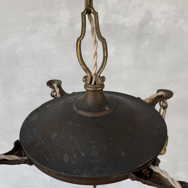 画像3: VINTAGE ANTIQUE LIGHT  ヴィンテージ アンティーク シャンデリア パンライト 吊り下げライト シーリングランプ 天井照明 / 4灯 ライト ペンダントライト 真鍮 HUBBELL E26 店舗什器 アメリカ USA (4) (3)