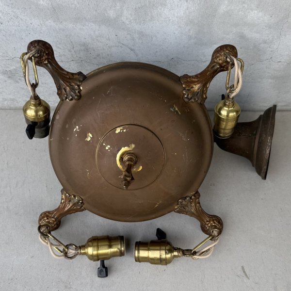 画像4: VINTAGE ANTIQUE LIGHT  ヴィンテージ アンティーク シャンデリア パンライト 吊り下げライト シーリングランプ 天井照明 / 4灯 ライト ペンダントライト 真鍮 HUBBELL E26 店舗什器 アメリカ USA (4) (4)