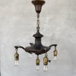 画像1: VINTAGE ANTIQUE LIGHT ヴィンテージ アンティーク シャンデリア パンライト 吊り下げライト  天井照明 / 5灯 ライト ペンダントランプ 真鍮 HUBBELL 店舗什器 E26 アメリカ USA (2) (1)