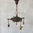 画像1: VINTAGE ANTIQUE LIGHT  ヴィンテージ アンティーク シャンデリア パンライト 吊り下げライト シーリングランプ 天井照明 / 4灯 ライト ペンダントライト 真鍮 HUBBELL E26 店舗什器 アメリカ USA (4) (1)