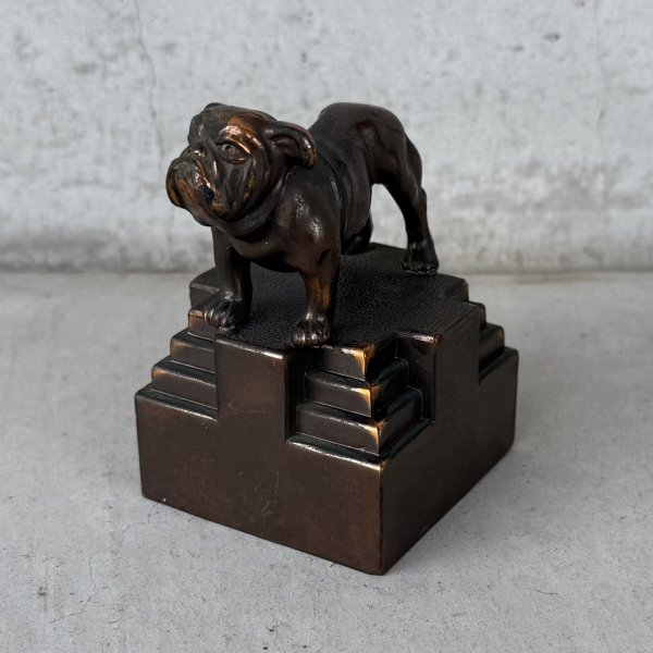 画像1: VINTAGE ANTIQUE BULLDOG FIGURE ヴィンテージ アンティーク ブルドッグ オブジェ 置物 / コレクタブル ディスプレイ ペーパーウェイト ジャパンカラー 犬 動物 鋳物 アメリカ  (1)