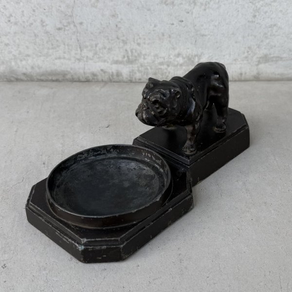 画像1: VINTAGE ANTIQUE BULLDOG FIGURE ASH TRAY ヴィンテージ アンティーク ブルドッグ アッシュトレイ 灰皿 オブジェ 置物 / コレクタブル ディスプレイ インテリア 犬 動物 鋳物 アメリカ  (1)