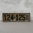 画像1: VINTAGE ANTIQUE LICENSE PLATE ヴィンテージ アンティーク ナンバープレート ライセンスプレート / インダストリアル モーター系 ガレージ ディスプレイ 車 1922年 イリノイ アメリカ (1)