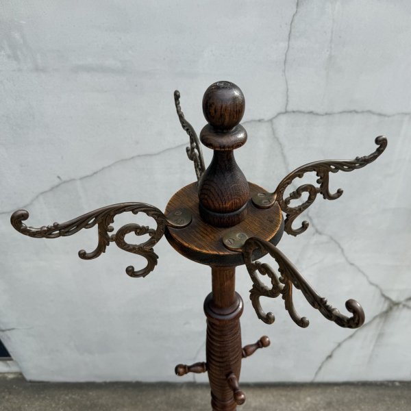 画像2: VINTAGE ANTIQUE COAT RACK  ヴィンテージ アンティーク コートラック ポールハンガー クロージングラック ハンガーラック  / ウッド 木製 家具 服屋 店舗 什器 アメリカ (2)