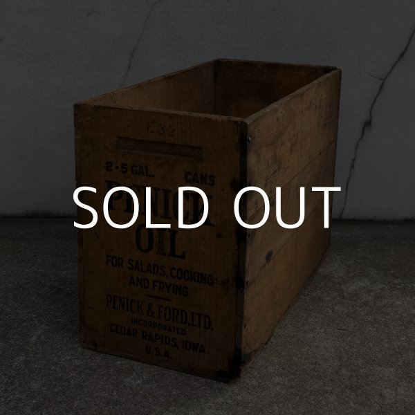 画像1: VINTAGE ANTIQUE WOOD CRATE WOODEN BOX PENICK OIL ヴィンテージ アンティーク ウッドボックス 木箱 / コレクタブル 収納 ケース オイル アドバタイジング 企業物 店舗什器 アメリカ (1) (1)