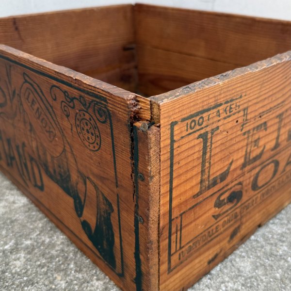 画像8: VINTAGE ANTIQUE WOOD CRATE WOODEN BOX LENOX SOAP ヴィンテージ アンティーク ウッドボックス 木箱 / コレクタブル 収納 ケース アドバタイジング 企業物 店舗什器 アメリカ (8)