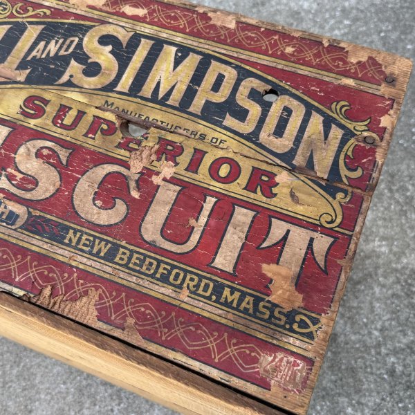 画像7: VINTAGE ANTIQUE WOOD CRATE WOODEN BOX SNELL&SIMPSON BISCUIT CO ヴィンテージ アンティーク ウッドボックス 木箱 / コレクタブル 収納 ケース ビスケット アドバタイジング 企業物 店舗什器 アメリカ (7)