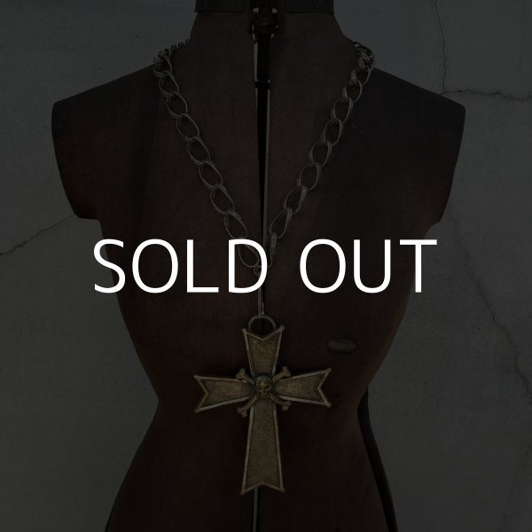 画像1: VINTAGE ANTIQUE PENDANT NECKLACE SKULL CROSS ペンダント ネックレス ドクロ スカル 十字架 クロスボーン / 骸骨 首飾り アクセサリー 儀式 アメリカ (1)