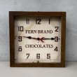 画像1: VINTAGE ANTIQUE WALL CLOCK FERN BRAND CHOCOLATES SESSIONS ヴィンテージ アンティーク ウォールクロック セッション 壁掛け時計 /  ウッド 木製 四角形 アドバタイジング 企業物 店舗什器 アメリカ (1)