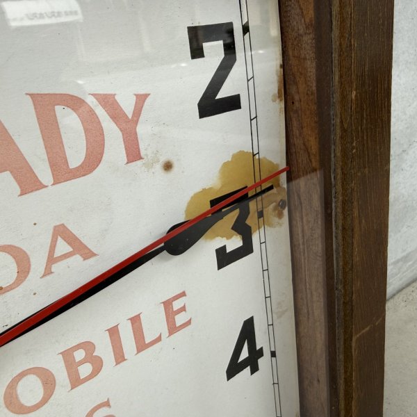 画像8: VINTAGE ANTIQUE WALL CLOCK MAZDA SESSIONS ヴィンテージ アンティーク ウォールクロック マツダ セッション 壁掛け時計 /  ウッド 木製 四角形 アドバタイジング 企業物 店舗什器 アメリカ (8)