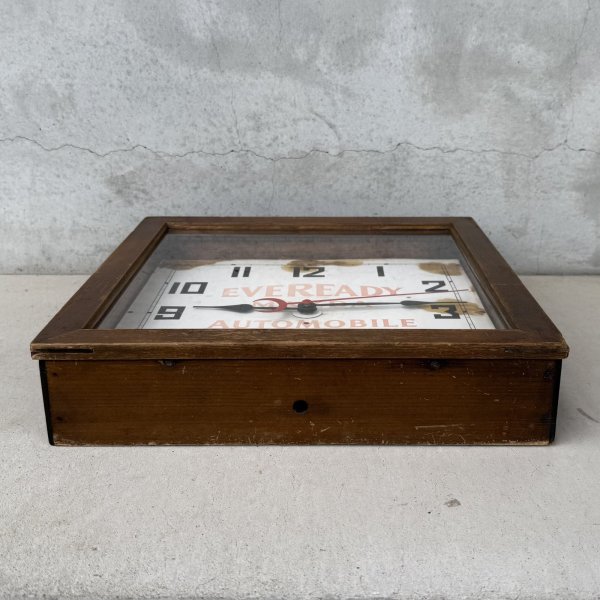 画像3: VINTAGE ANTIQUE WALL CLOCK MAZDA SESSIONS ヴィンテージ アンティーク ウォールクロック マツダ セッション 壁掛け時計 /  ウッド 木製 四角形 アドバタイジング 企業物 店舗什器 アメリカ (3)